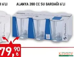 PAŞABAHÇE ALANYA 200 CC SU BARDAĞI 6'LI fiyat ve kampanya bilgisi
